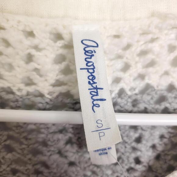 Aeropostale Sweater Womens Small Loose Knit V Neck Crochet Summer Colorblock Y2K - Picture 4 of 8